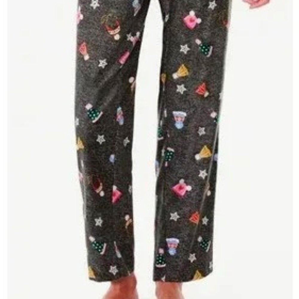 JOYSPUN Holiday Pattern Charcoal Grey Heather Pants w/ Pockets SZ XL (16-18)~NEW - Picture 5 of 5
